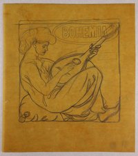 Lautenspielerin – Entwurf für den Wandkalener "BOHEMIA", 1909