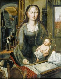 Maria mit Jesuskind an einer Wiege