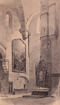 Blick in den nördlichen Querhausarm der Abteikirche des Stiftes Heiligenkreuz