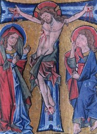 Missale Cisterciense - Kreuzigungsdarstellung - Buchstabe "T"